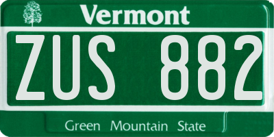 VT license plate ZUS882