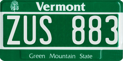 VT license plate ZUS883