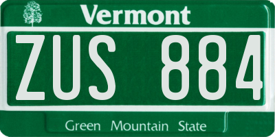VT license plate ZUS884