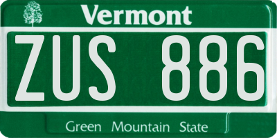 VT license plate ZUS886