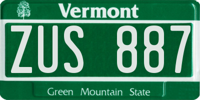 VT license plate ZUS887