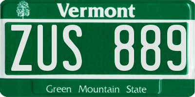 VT license plate ZUS889