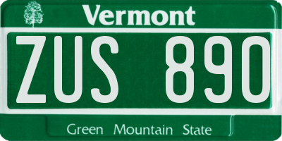 VT license plate ZUS890