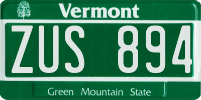 VT license plate ZUS894