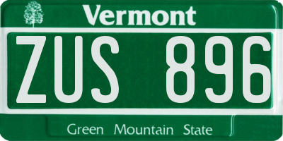 VT license plate ZUS896