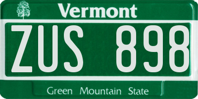 VT license plate ZUS898