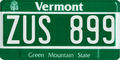VT license plate ZUS899