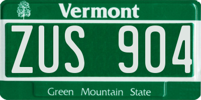 VT license plate ZUS904
