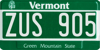 VT license plate ZUS905