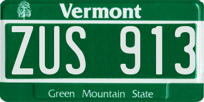 VT license plate ZUS913