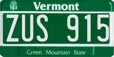 VT license plate ZUS915