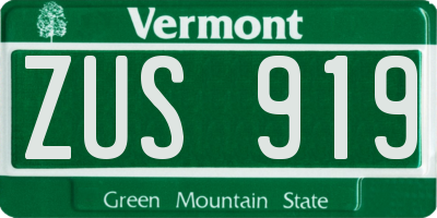 VT license plate ZUS919