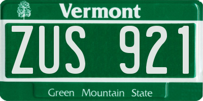 VT license plate ZUS921