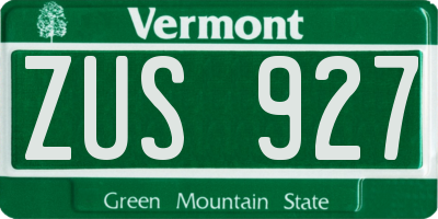 VT license plate ZUS927