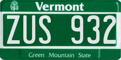 VT license plate ZUS932