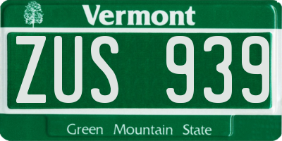VT license plate ZUS939