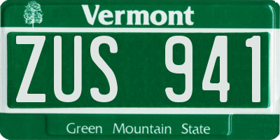 VT license plate ZUS941