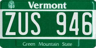 VT license plate ZUS946