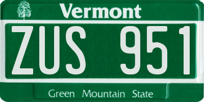 VT license plate ZUS951
