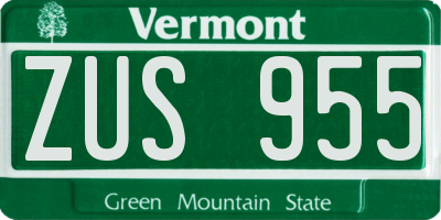 VT license plate ZUS955