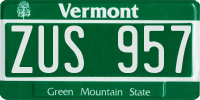 VT license plate ZUS957