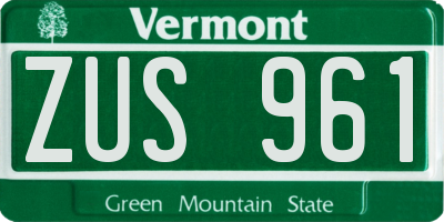 VT license plate ZUS961