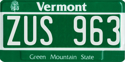 VT license plate ZUS963