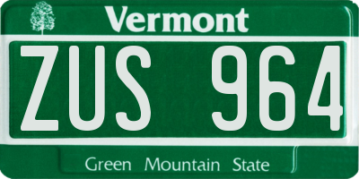 VT license plate ZUS964