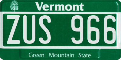 VT license plate ZUS966