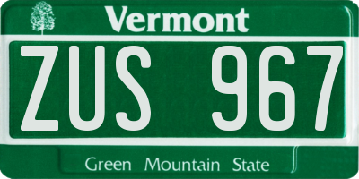 VT license plate ZUS967