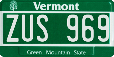 VT license plate ZUS969