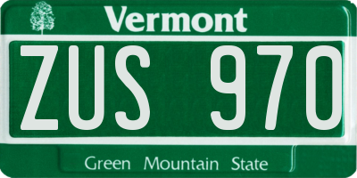 VT license plate ZUS970