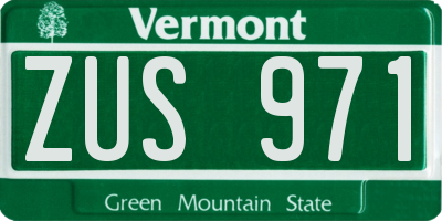 VT license plate ZUS971