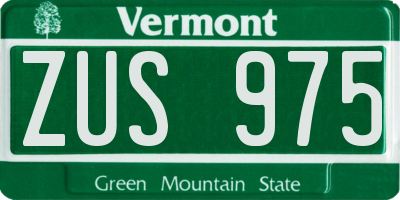 VT license plate ZUS975