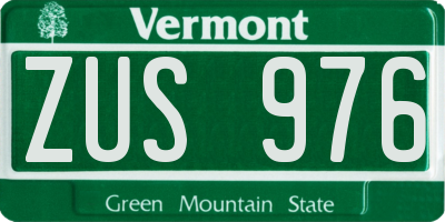 VT license plate ZUS976