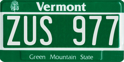 VT license plate ZUS977