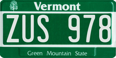 VT license plate ZUS978