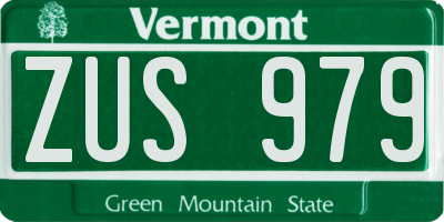 VT license plate ZUS979