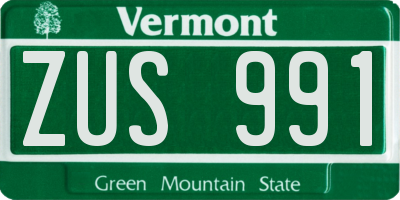 VT license plate ZUS991