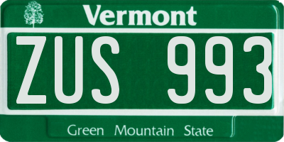 VT license plate ZUS993