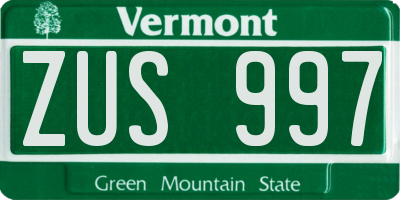 VT license plate ZUS997