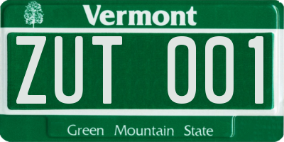 VT license plate ZUT001