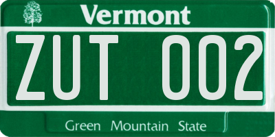 VT license plate ZUT002