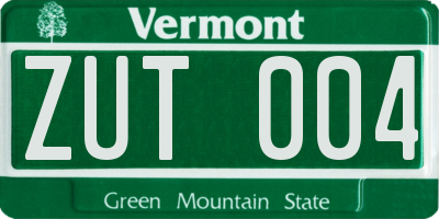VT license plate ZUT004
