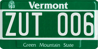 VT license plate ZUT006