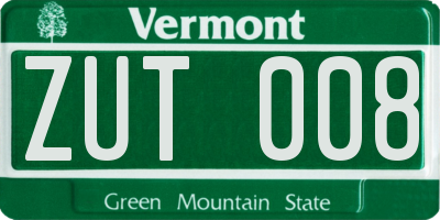 VT license plate ZUT008