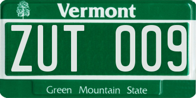 VT license plate ZUT009