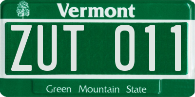 VT license plate ZUT011