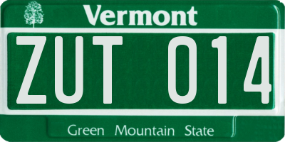 VT license plate ZUT014