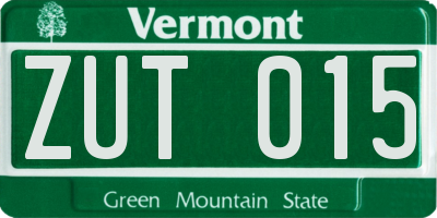VT license plate ZUT015